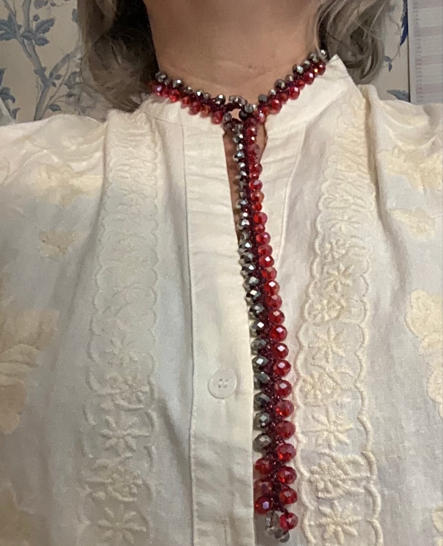 Crochet necklace, beaded necklace, necklace