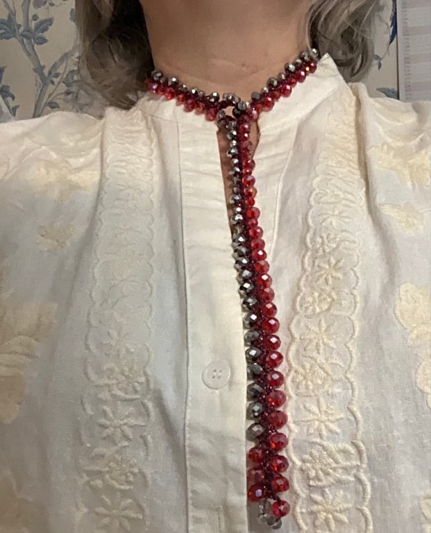 Crochet necklace, beaded necklace, necklace