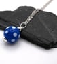 dark blue polka dot glass pendant necklace - Image 2