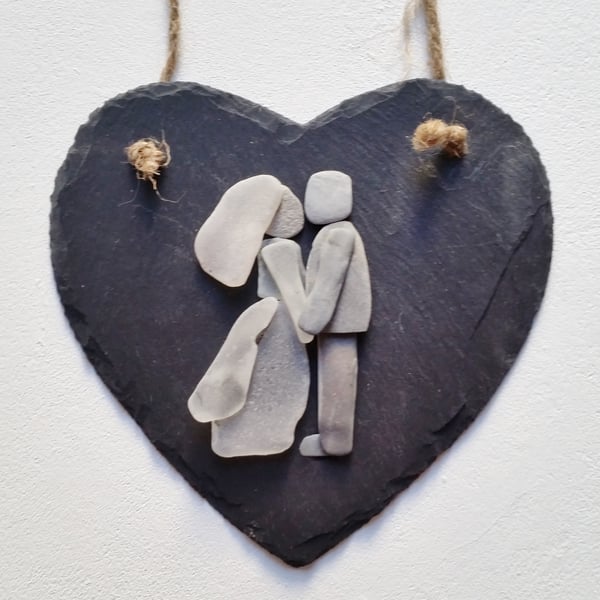 Wedding Gift, Anniversary Gift, Pebble Art, Unusual Gifts for the Couple 