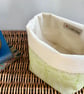 Hand Printed Linen Storage Basket, Textile Basket, Plant Pot - Chartreuse Green - Image 3