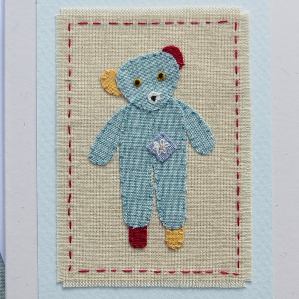 Little Bear hand-stitched miniature on card, for lovers of bears everywhere!