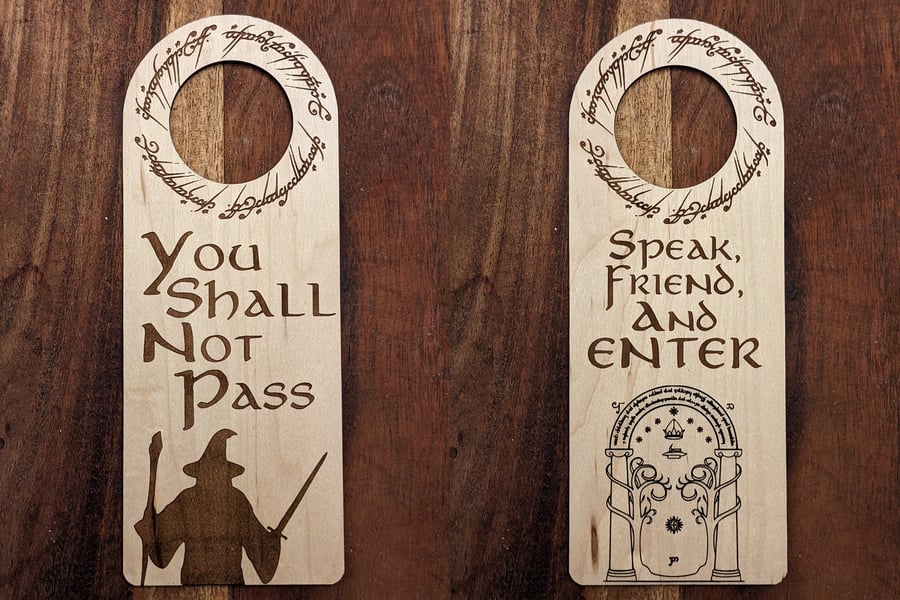 LOTR Door hanger, don't disturb wood hanger Middle Earth inspired SECONDS SUNDAY