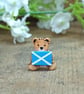 Scotland Flag Bear Pin, Handmade Tiny Wooden Teddy Badge, Small Scottish Gift