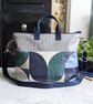 Handbag - Oilcloth Geometric Print Cross Body Handbag Blue