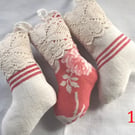 Set of three vintage fabric Christmas stockings