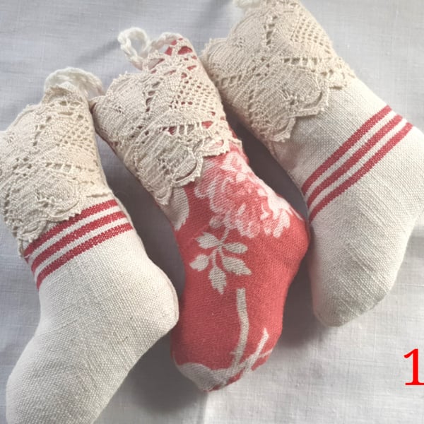 Set of three vintage fabric Christmas stockings