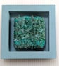 Green Abstract Textile Mini Art in Teal Painted wooden frame. - Image 5