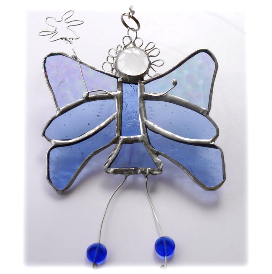 Fairy Angel Suncatcher Stained Glass Blue 023