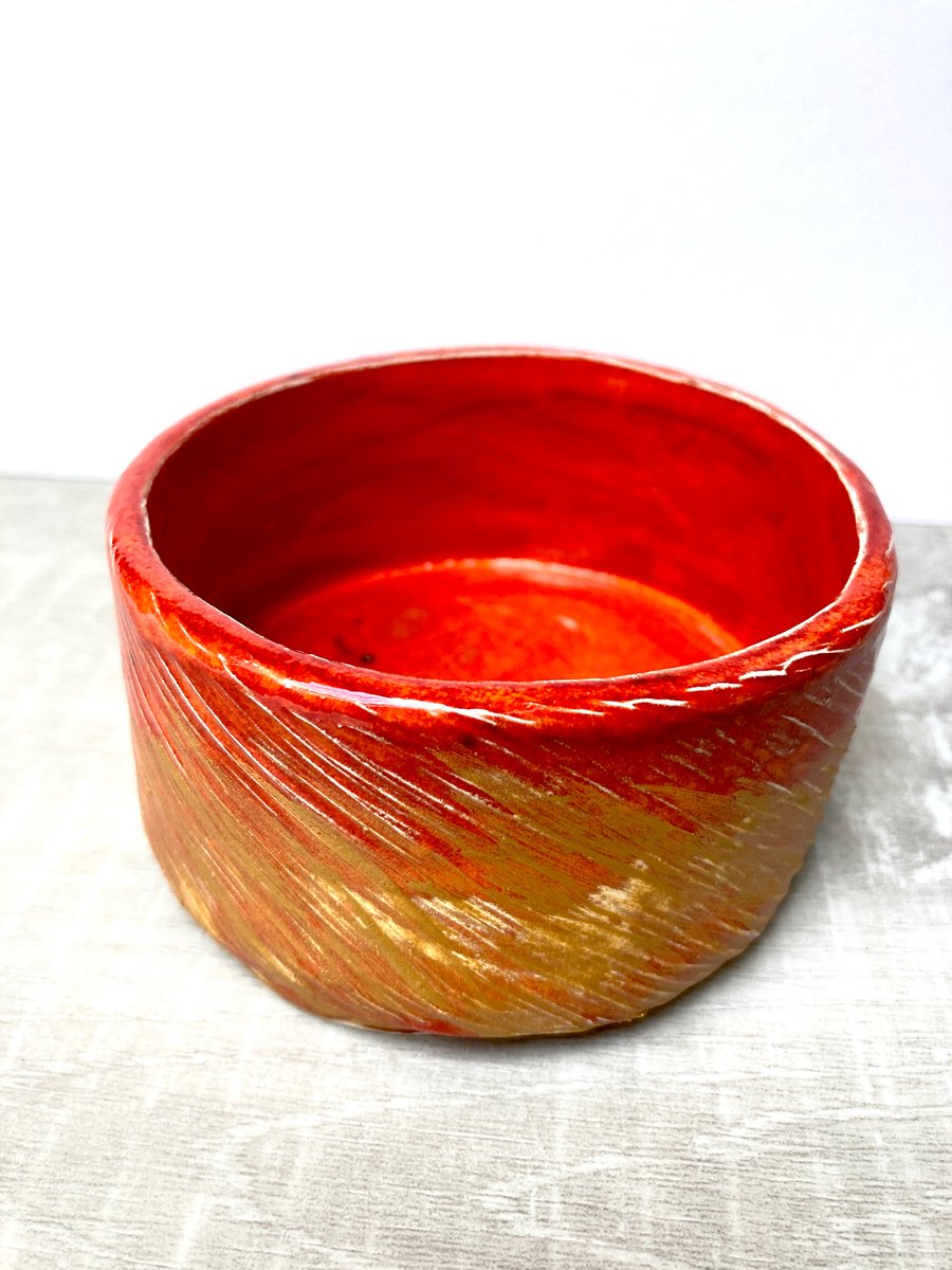 SALE:Flame Red Candle Holder Trinket Pot