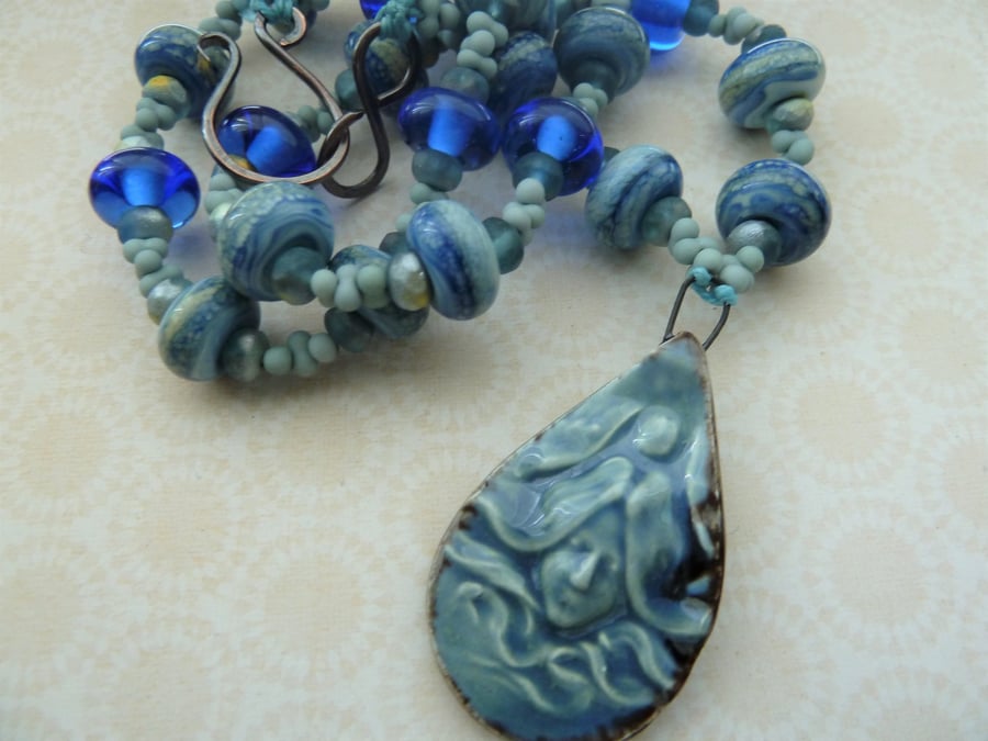 lampwork and ceramic necklace