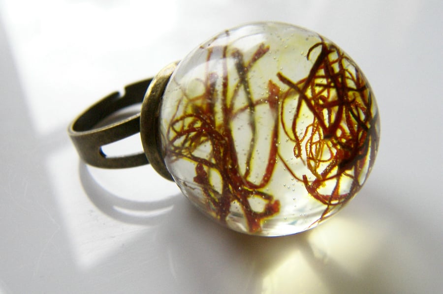 Saffron Resin Orb Ring