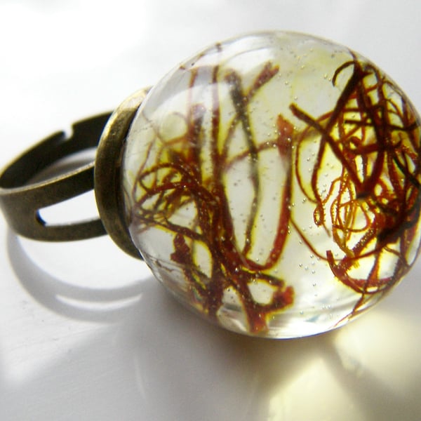 Saffron Resin Orb Ring