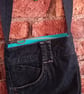 Dark Denim Crossbody Bag – Upcycled with a Pop of Colour - Image 1