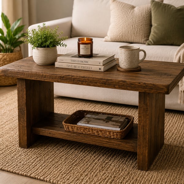 Handmade Rustic Solid Wood Coffee Table Length 70cm