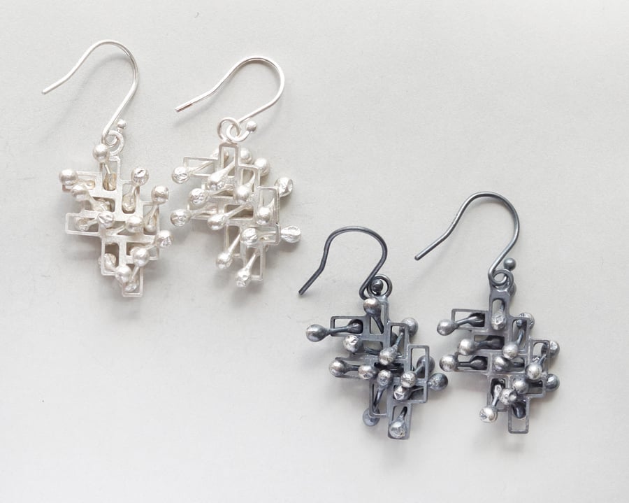 Dangly silver earrings mindful fidget jewellery style 1. 
