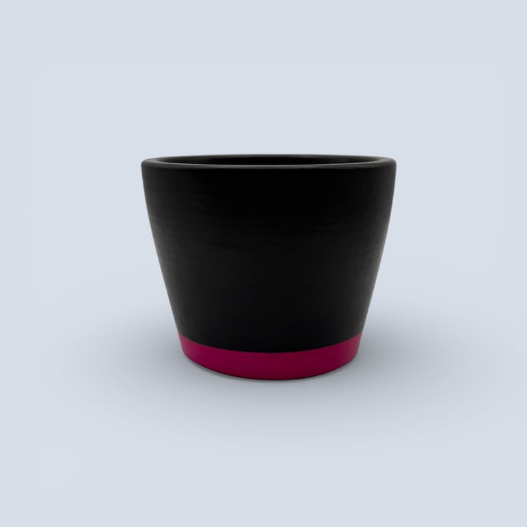 10 cm Tapered Black and Pink Plant Pot for Succulents or Small Houseplants