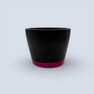 10 cm Tapered Black and Pink Plant Pot for Succulents or Small Houseplants