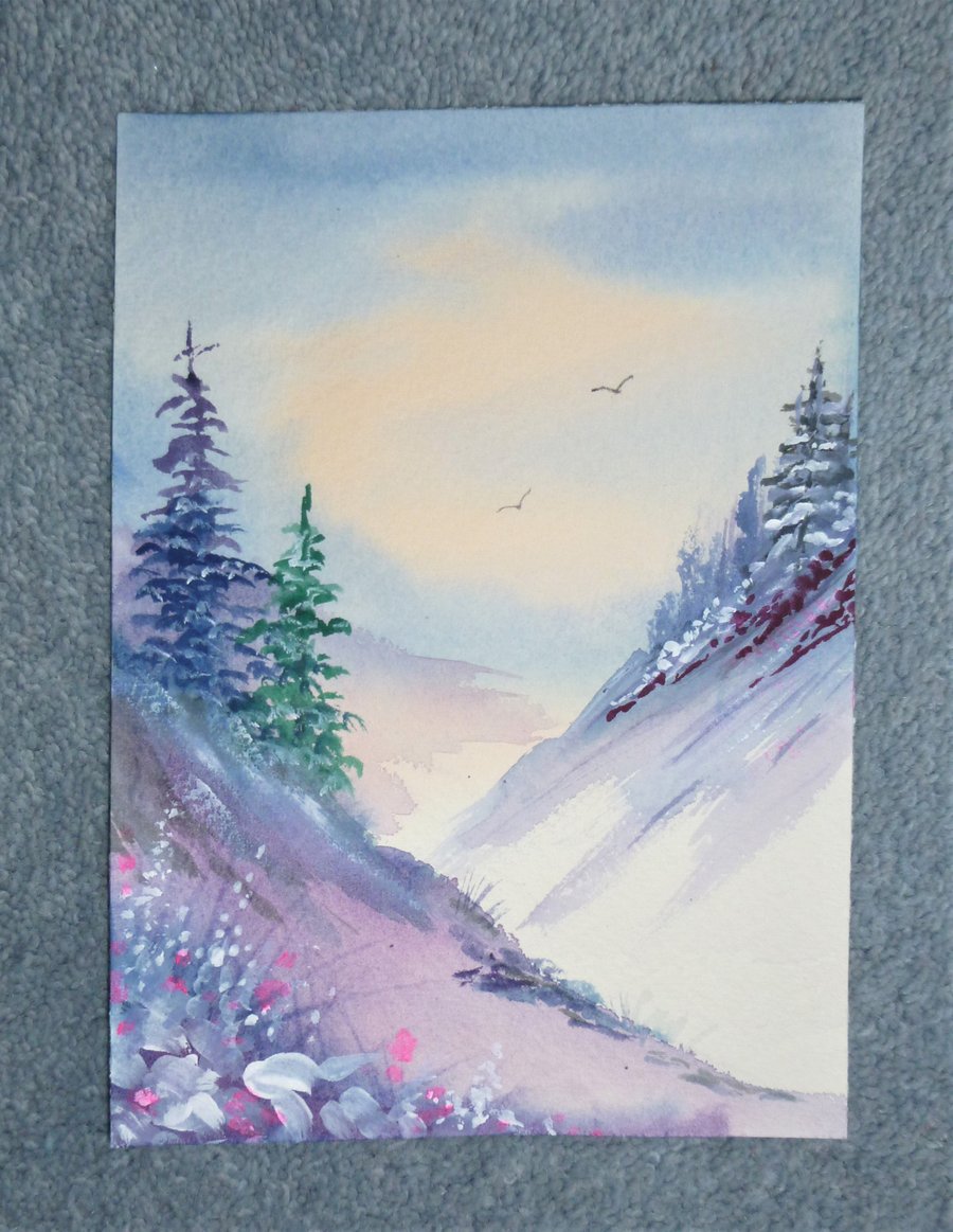 original art hand painted watercolour landscape ( ref F 358.H1 )