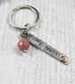 Bag Charm, Sterling Silver Bar Stamped Furry Feets with Paw Print & Rhodonite - Image 3