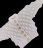 Hand Knitted Baby Cardigan, White Bobble Pattern, Gender-Neutral, 0-6 Months - Image 1