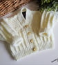 Hand Knitted Baby Cardigan & Booties Set Pale Lemon Size 0 - 3 months size - Image 5