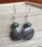 Silver spiral earrings, African turquoise, Disc earrings - Image 3