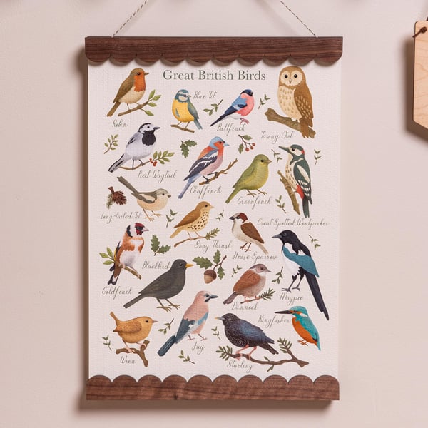 Walnut Scallop Edge Picture Hangers for Kids Bedroom and Nursery Wall. Scalloped