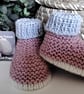Baby Girl's Hand Knitted Booties 0-3 months size  - Image 1