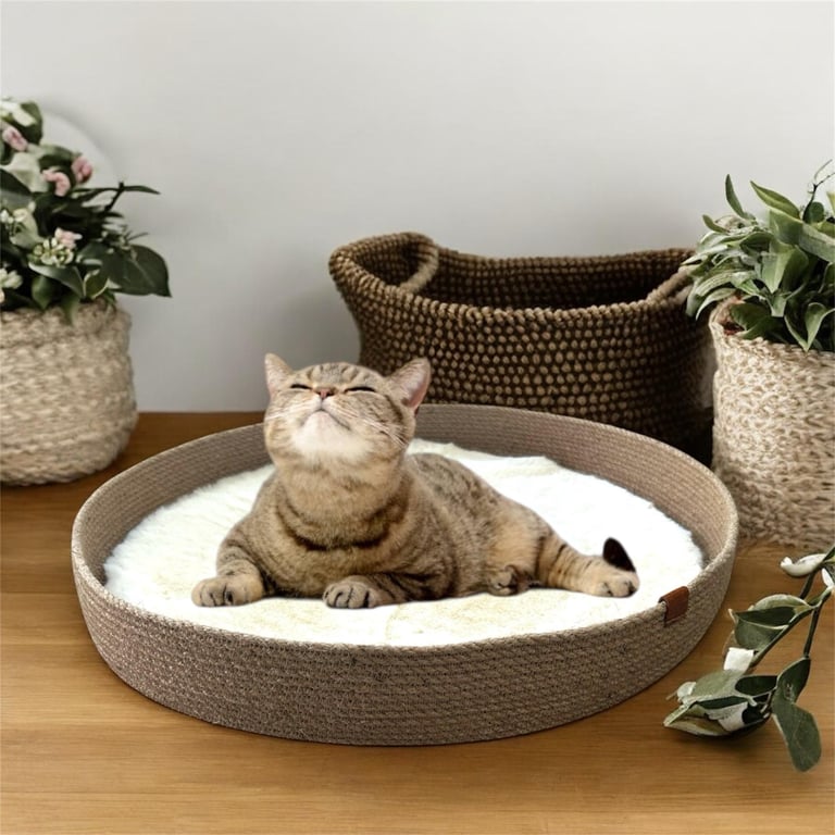 Handmade Jute Cat Bed 45 cm (18 in) Eco-Friendly Pet Nest