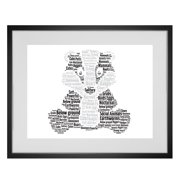 Personalised Badger Design Word Art Gifts 