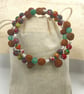 Healing bracelet with imperial jasper, frosted green agate, rudraksha and silver