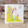 Age Birthday Card Unicorn - Printed with any age