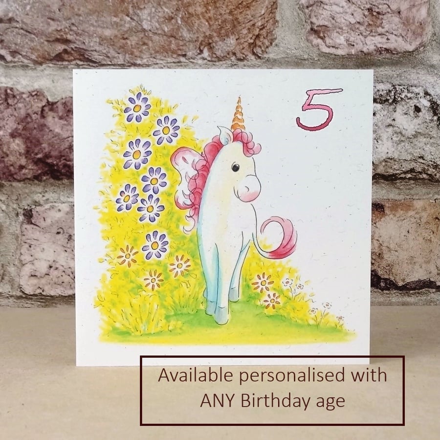 Birthday Card Unicorn - Personalised with any age