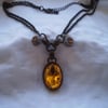 Vintage Steampunk Amber Czech Glass Necklace