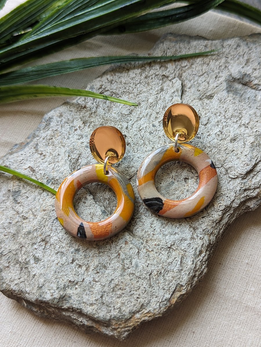Abstract Warm Sky Doughnut Earrings 