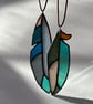 Blue, blue, and teal stained glass feather decoration - choice of 2 sizes - Image 6