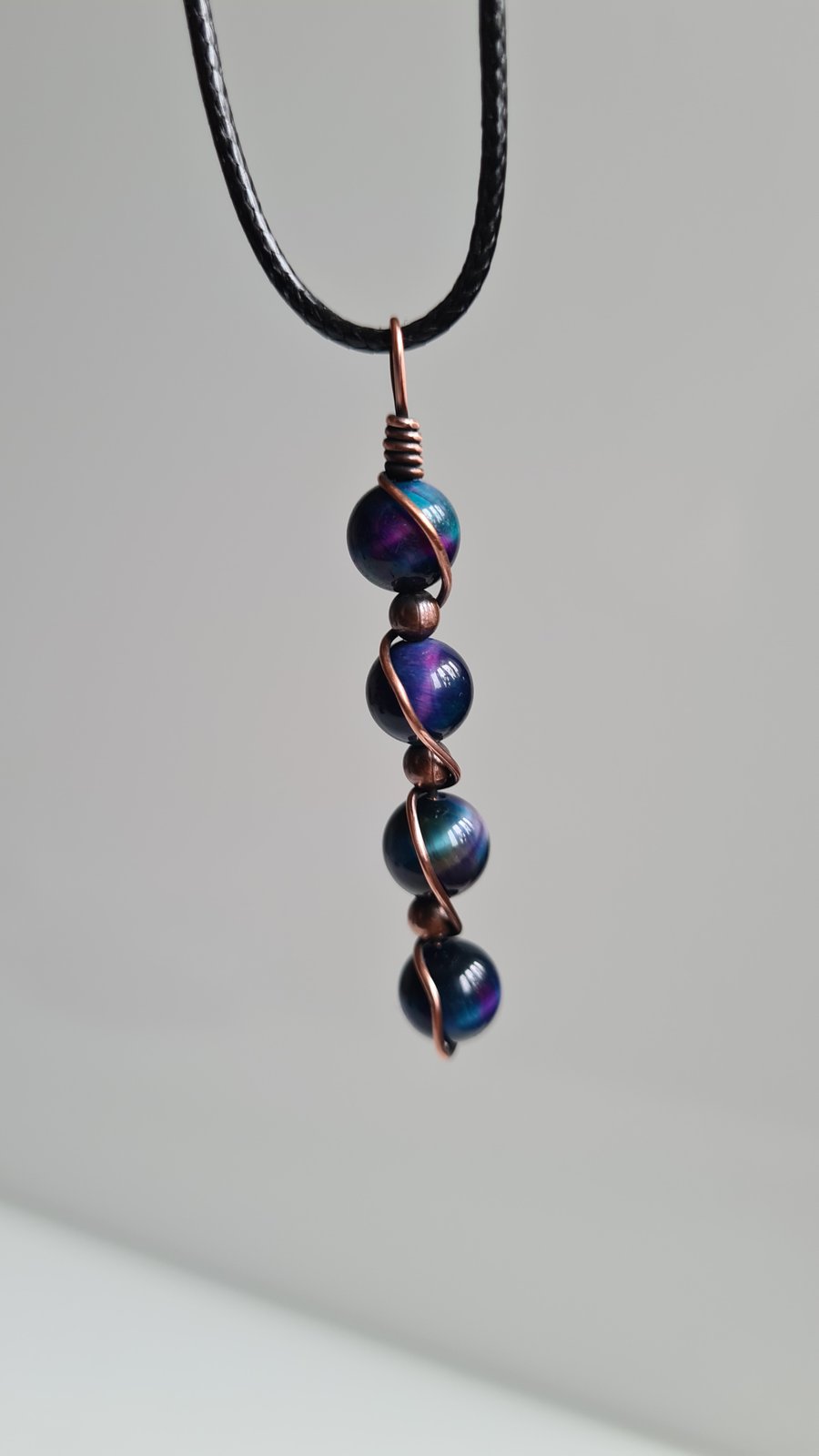 Multicoloured Galaxy Tiger's Eye Copper Necklace Pendant Gift Crystal Jewellery 