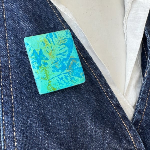 Blue Leaf Botanical Brooch