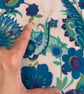 Large Piece RETRO Floral Paisley Blue Lime Purple Flower 60s 70s Vintage Fabric - Image 5