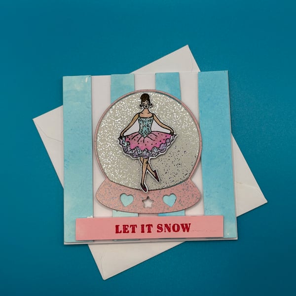 Ballerina Snow Globe Card
