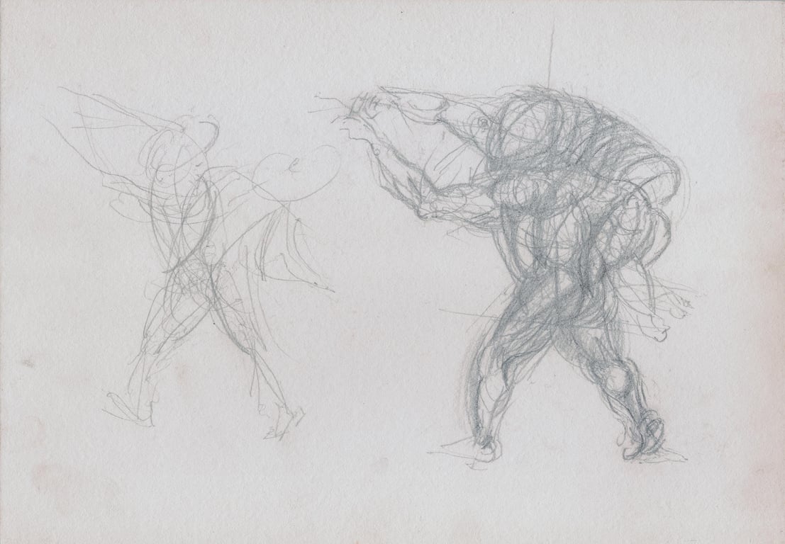 Motion Study, pencil drawing on paper, framed or unframed.