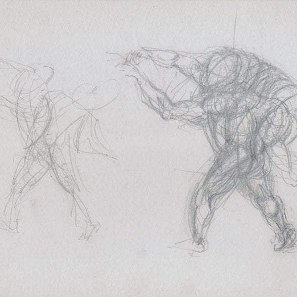 Motion Study, pencil drawing on paper, framed or unframed.