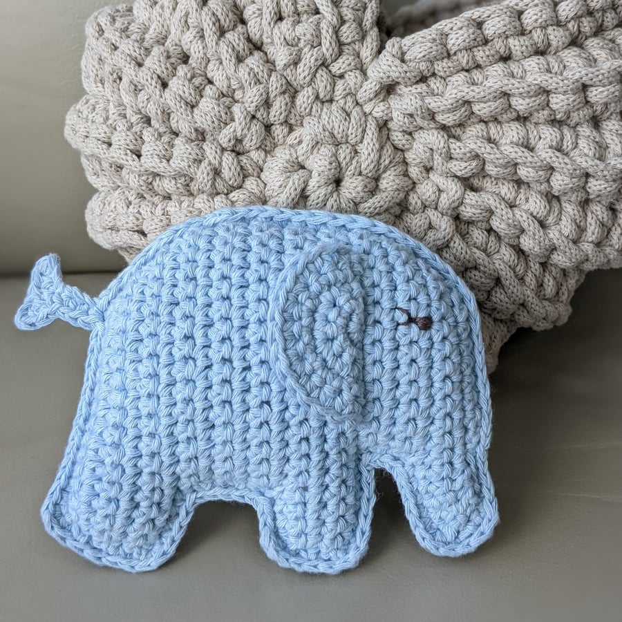 Elephant, Crochet Toy, Baby Gift, Cotton yarn, Blue