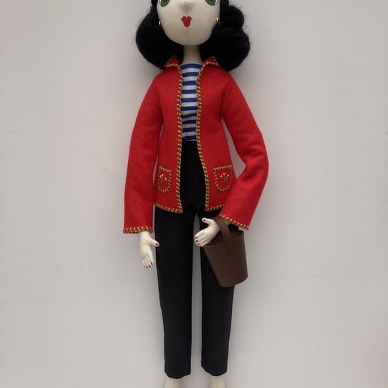 Kitty the handmade textile art doll