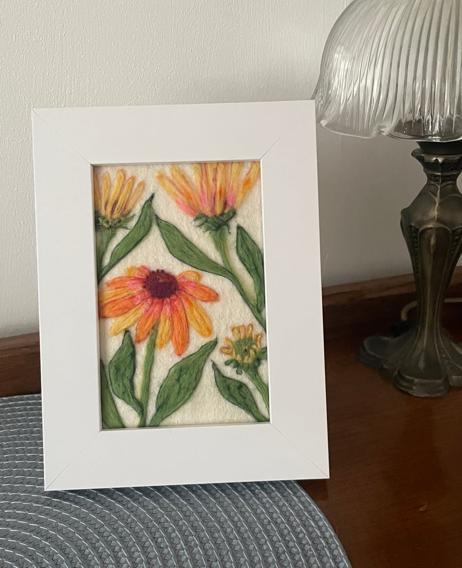 Hand Felted Echinacea Artwork 