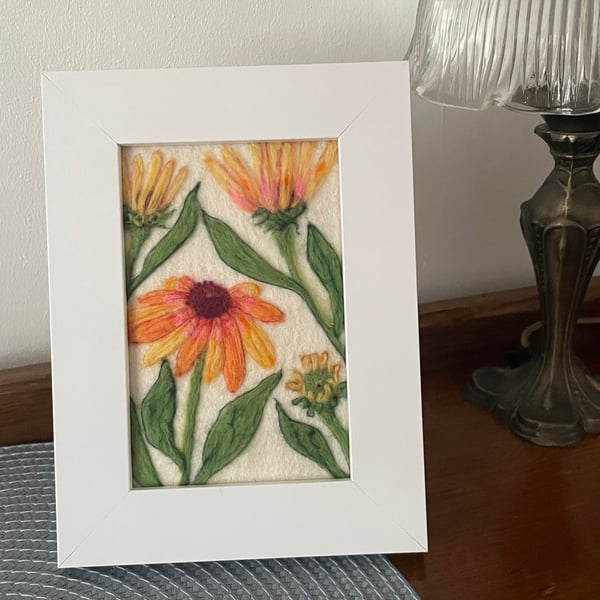 Hand Felted Echinacea Artwork 