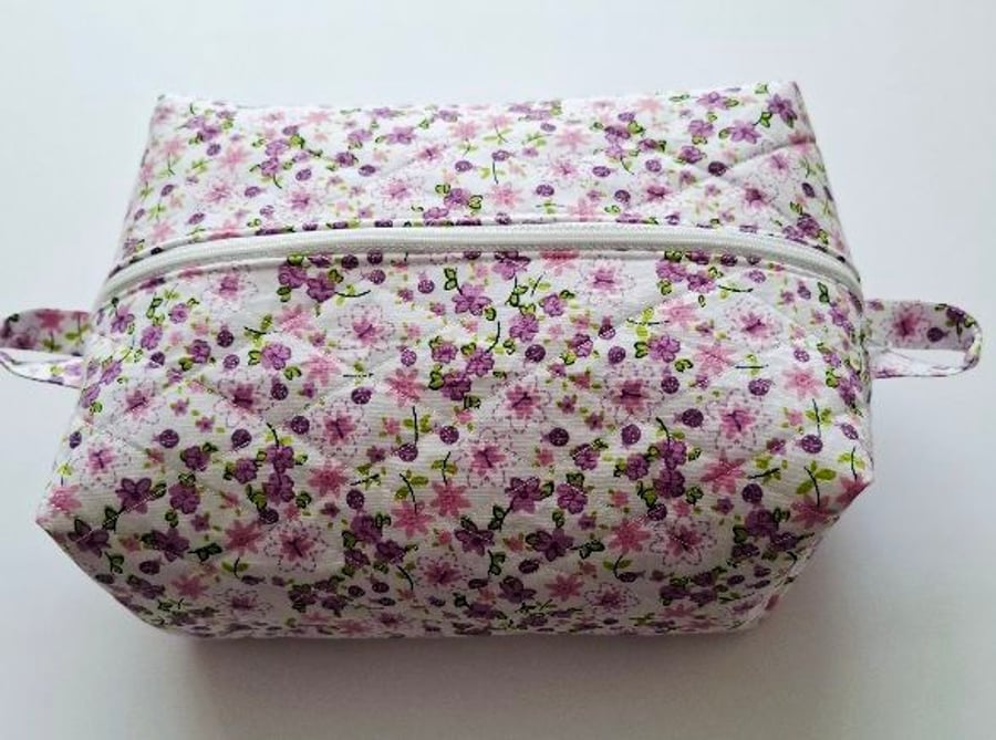 Lavender and pink floral boxed toiletry bag