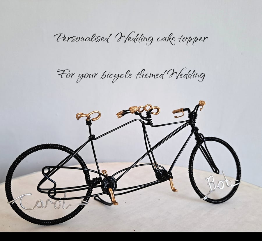 Tandem wedding bike cake topper