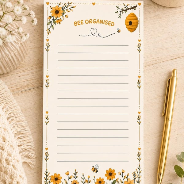 Floral Notepad - To-Do List Pad, Shopping List, (Optional Magnetic Backing)